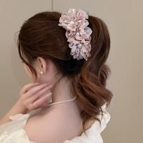 1PC Pink Flower Pearl Banana Clip Grab Clip Super Fairy Exquisite Clip Hair Accessories Sweet High-end Women's Headdress black
