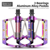 WEST BIKING 3 Bearing Bicycle Pedals Electroplated Aluminum MTB Road Bike Carbon Fiber Tube Anti-slip Pedals Bicycle Accessories