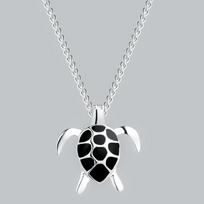 Black Epoxy Sea Turtle Necklace - Cute Animal Clavicle Pendant for Students