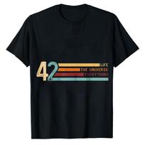 42 The Answer to Life The Universe and Everything T-Shirt Retro Striped Hitchhikers Guide to th L