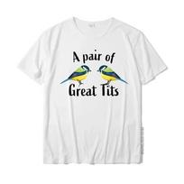 A Pair Of Great Tits Funny Bird Gift unisex T-Shirt Street Custom Tops T Shirt Prevalent Cotton Men T Shirt#Color S