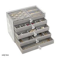 Earrings Necklaces Velvet Jewelry Box Transparent Jewelry Organizer  Home Storage Style 3 Grey