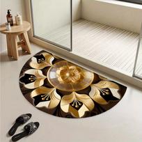 1Pcs Art Deco Golden Semi Circle Welcome Doormat Non-Slip for Outdoor Patio Porch Kitchen Bathroom Entryway Floor Mat 40X60CM