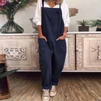 Women's Comfortable Casual Loose Wide Leg Jumpsuit Large Pocket Overalls 5XL