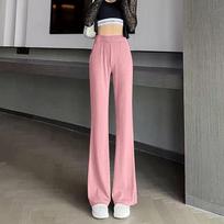 Slightly Flared Pants for Women in Spring and Autumn New High-waist Summer Ice Silk Loose Thin Casual Flared Pants S