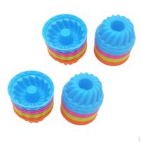 24 Pcs Silicone Cake Muffin Jelly Baking Tool Multicolor 6.5x3cm