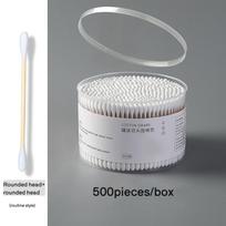 500pcs/box & 100pcs/bag Double Head Wood Cotton Swab Nose Ears Cleaning Women Makeup Tools Cotton Buds Tip Sticks Multi-purpose Round +round head