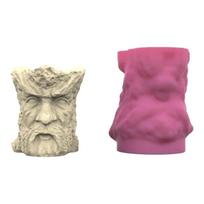 Succulent Plant Pots Silicone Mould Old Man Face Shape Casting Molds Planter Molds Pen Holder Crafting Mold for Crafting
