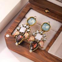 Charm Female White Red Zircon Stone Drop Earrings Cute Trendy Bridal Gold Color Dangle Wedding  For Women