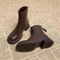 Autumn Winter Women Ankle Casual Back Zippers Low Heels Ladies Retro Short Booties for Adult Women Elegant Style 35