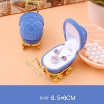 1/2Pcs Velvet Necklaces Box Portable Jewelry Display Holder Storage Case with Stroller Ring Box for Accessories Gift Case Light Grey