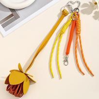 High-end Genuine Leather Flower Bag Accessory Cute Fashion Versatile Keychain Pendant New High-quality Cowhide Accessories Gifts