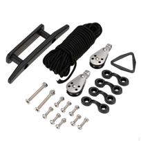 Kayak Boat Anchor Trolley Kit with 30 Feet of Rope Nylon Pad Eyes Cleat black