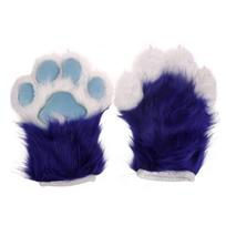 Furry Paw Gloves Cute Dog Paw Cosplays Faux Fur Plush Wolf Bear Animal Paw Mittens for Girls Women Costume Party