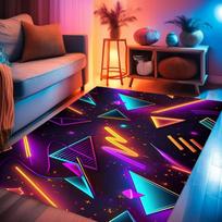 Gamer Rug Gaming Rug,Game Rug Geometric Rug,Colorful Rug Play Room Rug Neon Decor Rug Neon Look Sport Rug Area Rug,Gaming Gifts 40X60CM