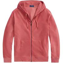Polo Ralph Lauren FW22 Solid Color Washed Distressed Zip-Up Loose Casual Long Sleeve Hoodie Men hoodies Red MNPOKNI16822228 S