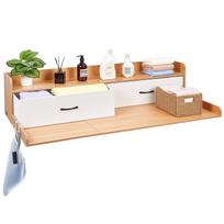 Washer Dryer Countertop with Shelf, 137x69.9cm Wooden Washer and Dryer Topper with 2 Drawers & 2 Hooks, Laundry Machine Topper for Laundry Closet
