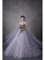 Mori light wedding dress fairy beautiful purple puff skirt colored yarn dress clothing S