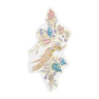 Mesh Lace Sequined Beads Embroidered Flower Cloth Sticker Chinese Hanfu Cheongsam Sweater Decorative Patch Sticker H2237