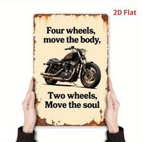 2D Flat, 1pc Vintage Motorcycle Metal Wall Art Sign  Two Wheels Move The Soul  - Rustic Iron Biker Decor for Home, Office Decor 20x30cm（7.8x11.8inch）
