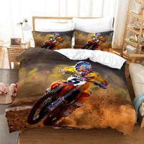 Dirt Bike Duvet Cover Motocross Bedding Set For Boy Motorcycle Rider Bedding Set King Polyester Comforter Cover With Pillowcase EU Single(135*200cm)3pcs