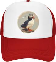 Puffin Bird Graphic Print Polyester Trucker Hat Adjustable Summer Casual Baseball Cap for Unisex One Size