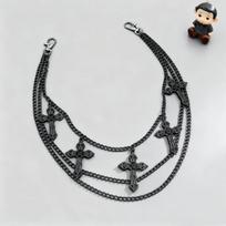 Unisex Dark Cross Pendant Pants Chain - Metal Accessories for Edgy Style