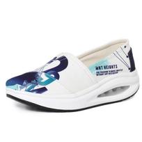 Canvas rocking shoes women's summer new casual one-pedal platform pattern air cushion canvas shoes women's lazy shoes 35