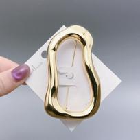 European Large Irregular Round Metal Brooch for Coats