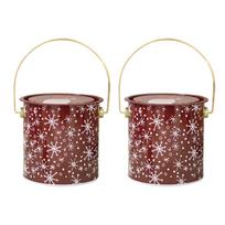 2pcs Tinplate Candy Boxes Christmas Round Bucket with Convenient Handle Decorative Cookie Snacks Storage Container