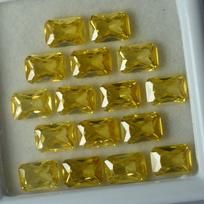 12 Pcs Natural Yellow Color Sapphire Emerald Cut CERTIFIED Loose Gemstone 7x5 mm 7 mm