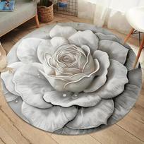 3D Realistic Floral Theme Round Rug Living Room Bedroom Carpet Delicate Rose Pattern Durable Home Decor Elegant Stylish Styles 60cmx60cm