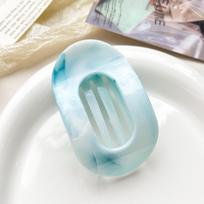 Oval Marble Pattern Hair Claw Clip Large Curved Hair Clamp for Ponytail Styling Durable Plastic Hair Accessory with Strong Grip One Size