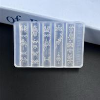 1/6Pcs 3D Silicone Nail Art Mold Retro Flower Vine Chinese Knot Transparent Reusable Nail Carving Stencil For Diy Manicure A6