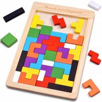 Drewniana Układanka Klocki Tetris 3D Montessori Eko Drewno