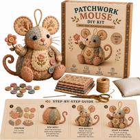 Pre Cut Fabric Patchwork Mouse Kit Step by Step Guide Mouse Sewing Kit  Craft Learning C