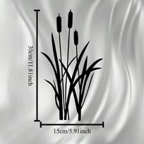1pc Metal Cattail Wall Art, Weather-Resistant Garden Fence & Living Room Mural, Nature Gift 12in