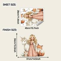 Cartoon Princess and Cute Little Animal Girl Bedroom Children's Room Decorative Wall Stickers