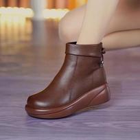 Winter new velvet versatile short boots women's platform muffin Martin boots non-slip medium mother cotton shoes soft 35