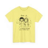 1970 graphic love is a sunny feeling on a rainy day tshirt S
