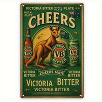 Vintage Victorian Bitter Beer Metal Sign - Iron Art Wall Decoration with Kangaroo and VB Logo, Suitable for Men's Caves, Bars 20x30cm（7.8x11.8inch）