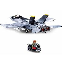 682PCS Military F/A-18E Super BumbleBee Strike Hornet Fighter Plane Building Blocks War Bricks Classic Model Educational Kids MOC Toys NO BOX gray