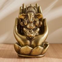 Karigaari India Gold Finish Ganesh Idol for Car Dashboard Ganesha Murti Ganpati Idol