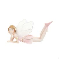 Figure Figurine Creative Desktop Ornament Resin Hand Painted Sculpture Girl Statue for House pink Lying down