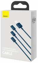 Laidas Baseus CAMLTYS-03, Micro USB type B/USB Type C/Lightning/USB Type A, 150 cm, mėlyna sp.