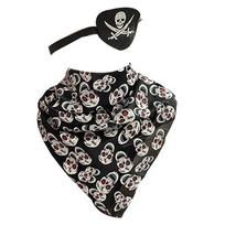 Halloween Pirate Costumes Women Men Pirate for Head Scarf Eye Mask Accessories Pirate Bandana Headband Skull Eye Patch 1