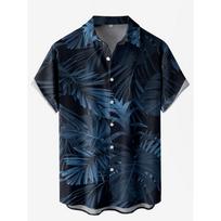 Tropical flower art pattern 3D digital printing short-sleeved lapel casual shirt M