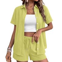 Women's Casual Fashion Short-Sleeve Set With Pockets M
