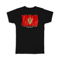 Gift T-Shirt : Montenegro Flag Europe Travel Expat Country Watercolor S
