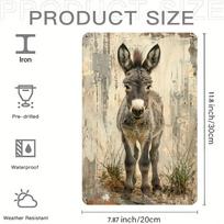 Vintage Donkey Metal Wall Art  Realistic Farm Animal Decor x Inches for Barn Cafe Bar Office Porch Garden 20x30cm（7.8x11.8inch）